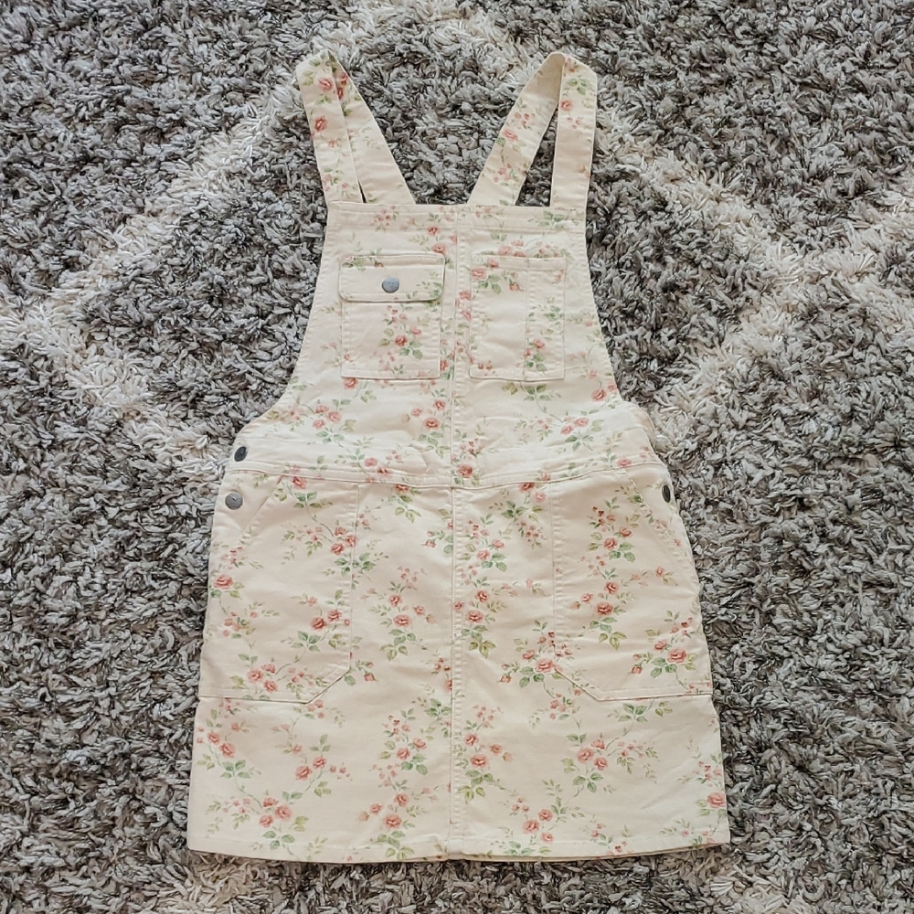 Polo Ralph Lauren Size 16 Floral Corduroy Overall Dress